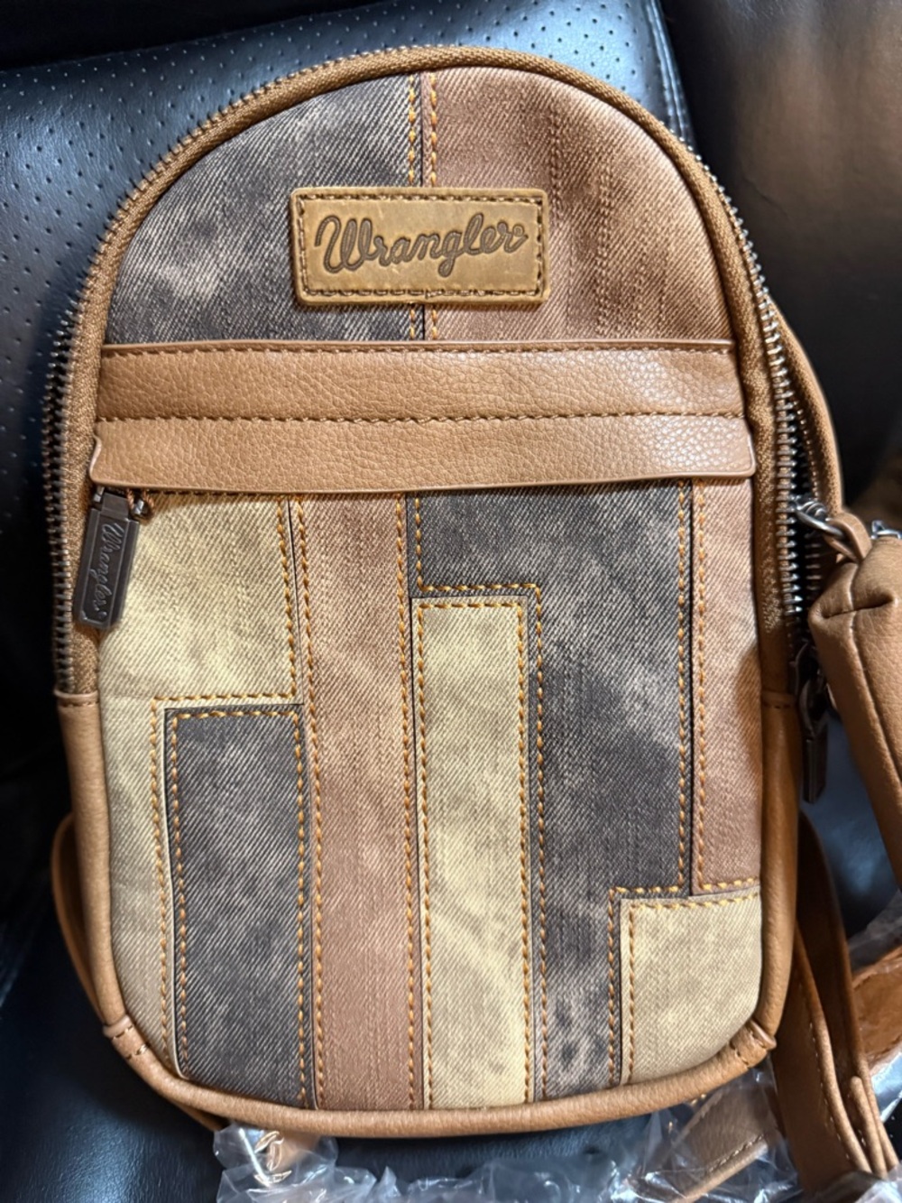 Wrangler Brown and Tan Patchwork Belt Bag